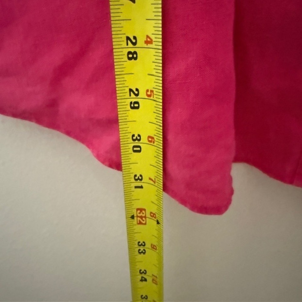 Lafayette 148 100% Linen Button Down Tunic Shirt Dress Fuchsia Pink M Pockets - Picture 6 of 9